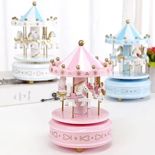 Merry-go-круглая деревянная милая игрушка детская игра домашний декор карусельная лошадка музыкальная шкатулка Рождество Свадьба День рождения подарок развлечения
