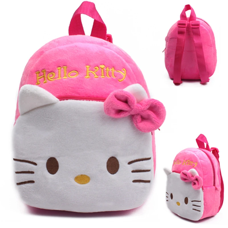 Розовый школьный рюкзак для девочек с мультяшным дизайном, милый плюшевый рюкзак с Микки и Минни для детей - Цвет: Hello Kitty B