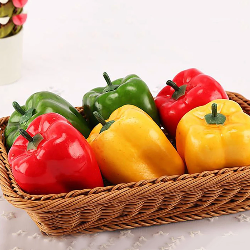  3pcs Artificial Chili Peppers Fake Vegetables Children Teaching Kitchen Decor - 4000343665118