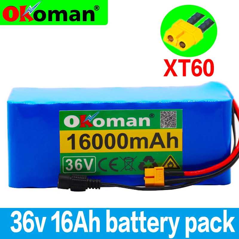36V аккумулятор xt60 10S4P 16Ah 18650 ионно-литиевая аккумуляторная батарея 500 Вт аккумулятор высокой мощности 42В 16000 мА/ч, электровелосипед Электрический велосипед BMS