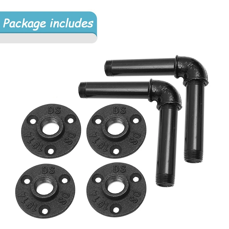 Best Steampunk Industrial Rack 9Cm Iron Pipe Shelf Bracket for Book Shoes Shop Floating Shelves Shelf Holder 2Pcs Black