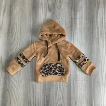 Новая осенне-зимняя одежда теплое пальто для маленьких девочек коричневый худи с леопардом, флисовая хлопковая одежда детская одежда хлопковый Изысканный топ