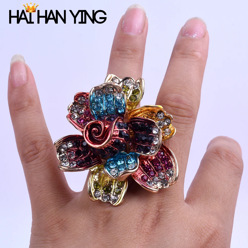 

Fashion women's finger ring rose ring colorful big ring handmade jewelry alloy elastic rope gold ring initial rings women rings