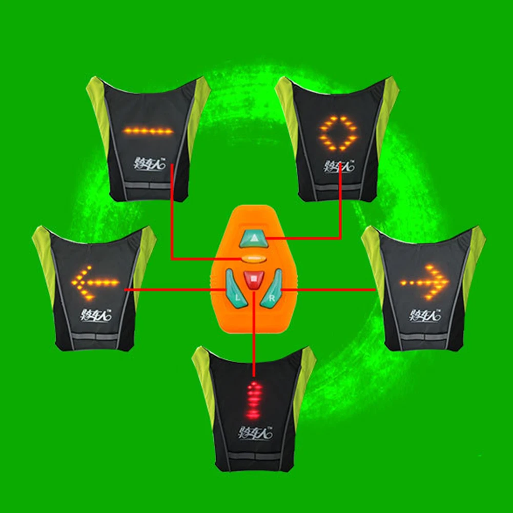 Activities Outdoor Camping Safety Rechargeable LED Light Emitting Remote Control Multi Function Warning Wireless Cycling Vest