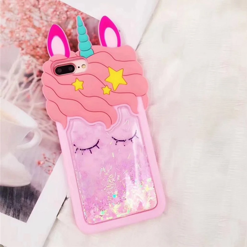 3d-силикон Quicksand Единорог Мягкий чехол с мультяшным рисунком для IPhone 6 plus/6s plus 6/6s 7 Plus/8 plus X/XS XR чехол для Iphone XS Max
