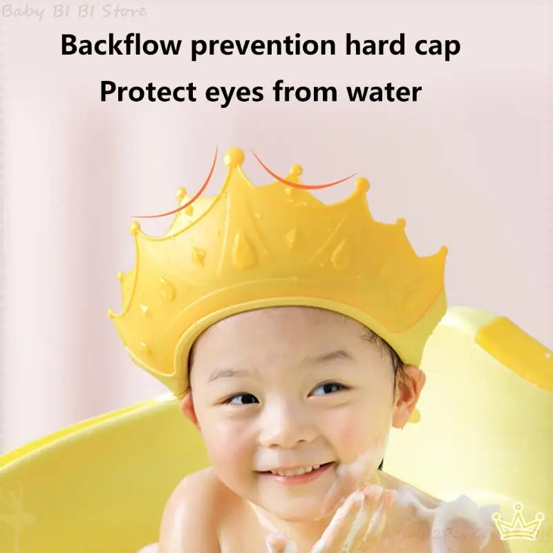 1 Pc Multi-purpose Baby Shower Cap Waterproof Shampoo Hat with Crown Design for Children Toddler Girls Boys Protect Ears Eyes