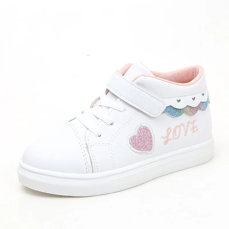 Cloth White JUSTSL детская спортивная обувь Осенние белые модные кроссовки для девочек Повседневная Студенческая обувь Размер 26-36 - Цвет: Cloth White