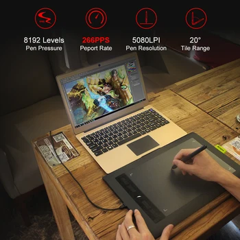 

Acepen AP1060 Professional 10*6 Inch Art Digital Graphics Drawing Tablet Pad Board Kit with Battery-free Stylus 8192 Pressure