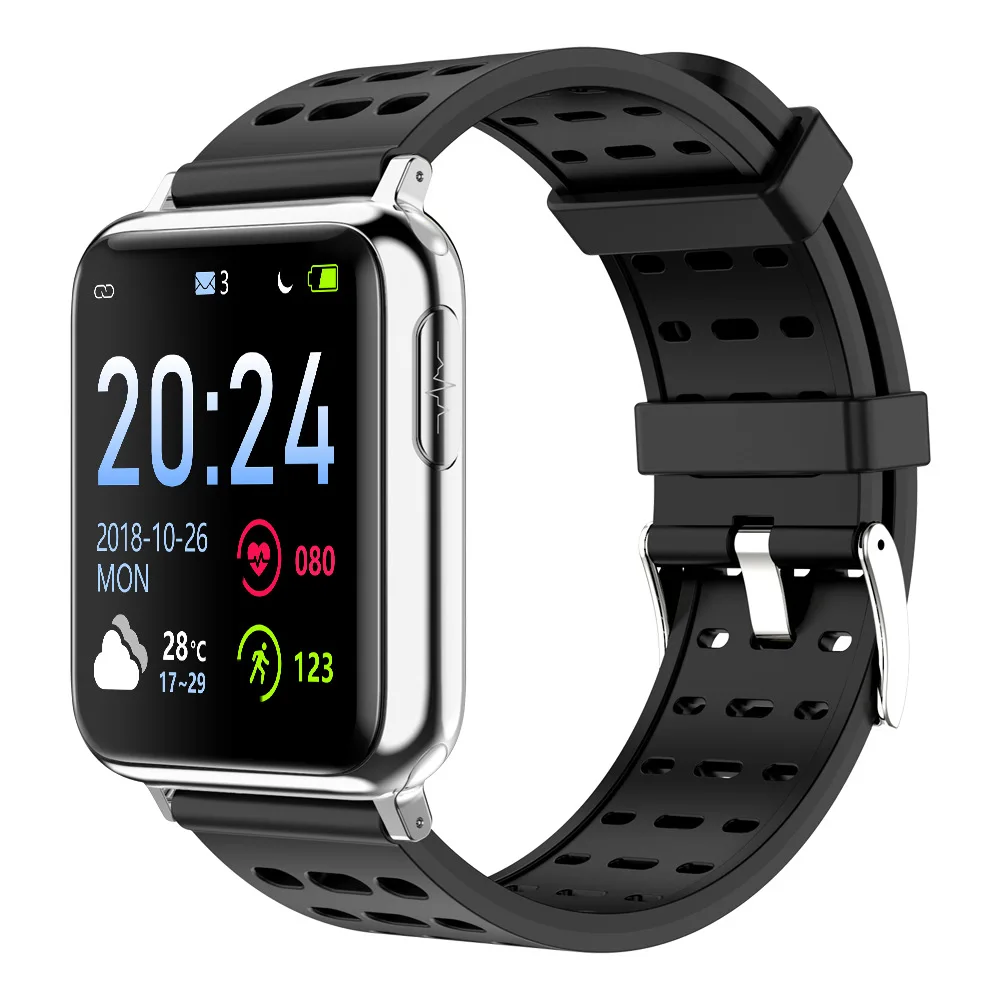 Смарт-часы V5 Bluetooth ЭКГ PPG SpO2 HRV фитнес-часы для здоровья мужские часы для измерения артериального давления Мужские часы с монитором сердечного ритма умные часы - Цвет: sport sil black