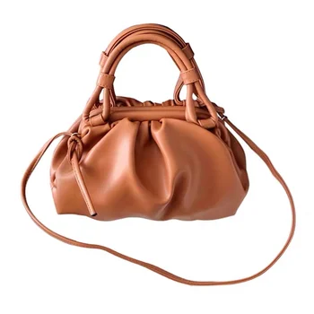 

2019 New Soft Leather Handbag Designer Pleated Cloud Shoulder Dumplings Bags Women Messenger Bag Brand Clip Clutch Bag Purses