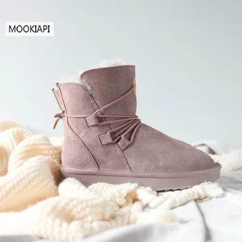 

2019 Australia's most fashionable lace up snow boots, real cowhide, natural wool, the highest quality women shoes, free delivery
