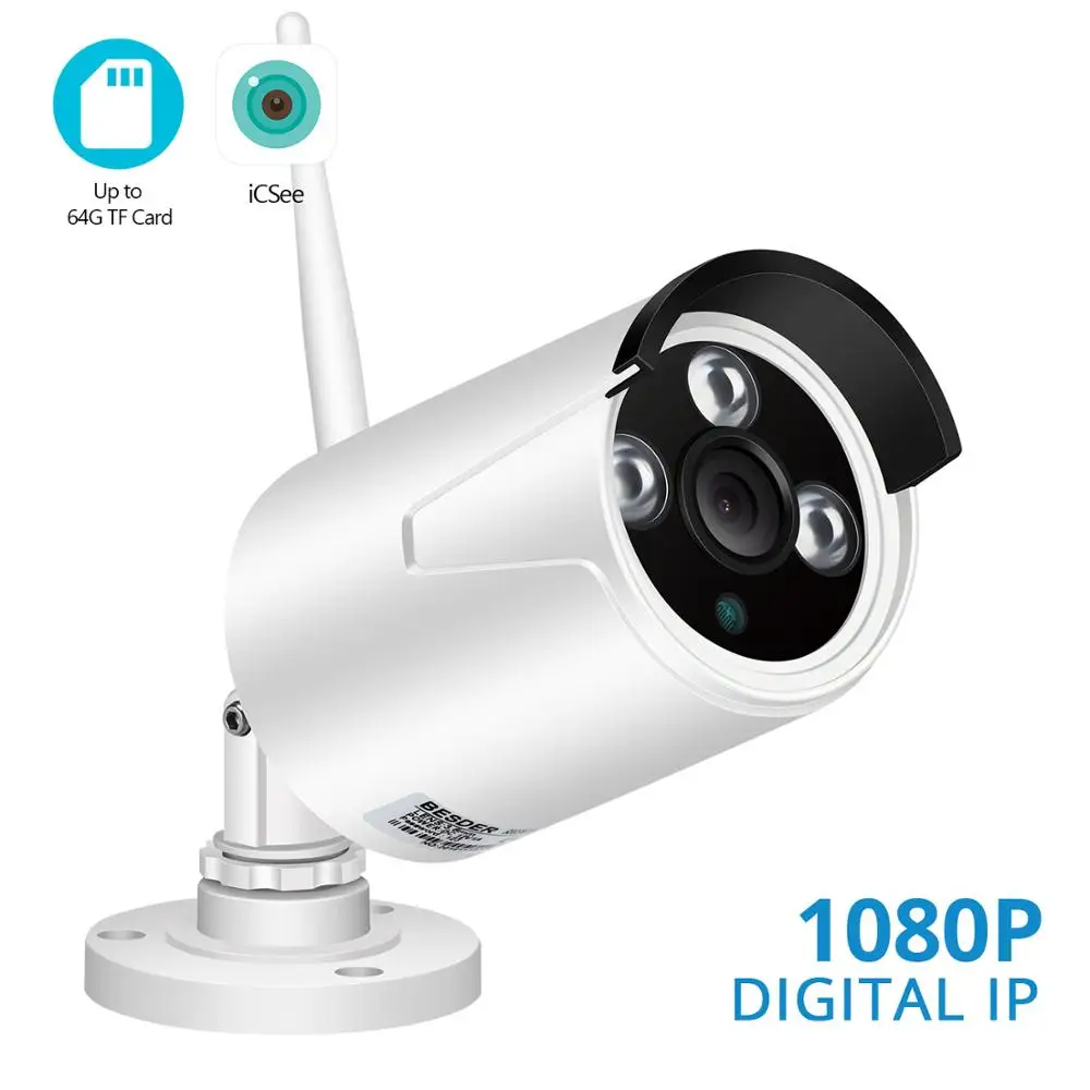 

BESDER 2MP Wireless IP Camera 1080P HD Night Vision Outdoor Wifi Camera IP Onvif TF Card Storage Waterproof CCTV Surveillance
