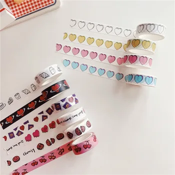 

INS Korean Style Mazzzzy Washi Tape Heart Cake PDA Adhesive Paper Sealing Paste Simple Black and White Series Stationery