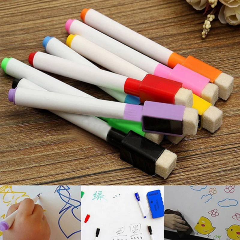 

8 Magnetic Colour White Board Marker Pen Dry Pipe Markers Sasy Wipe Fast-Drying