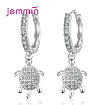 

New Arrival 925 Sterling Silver Drop Earrings Cute Romantic Style Tortoise Shape Austrian Crystal Women Girls Birthday Party