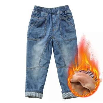 

Children Winter Jeans Pants Plus Velvet Kids Thicken Warm Trousers Pants For Teen Boys 3-14 Years Clj501