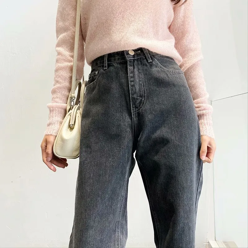 Autumn/winter new style street casual classic Harem jeans women, solid color slim high-waisted cropped jeans women ladies jeans