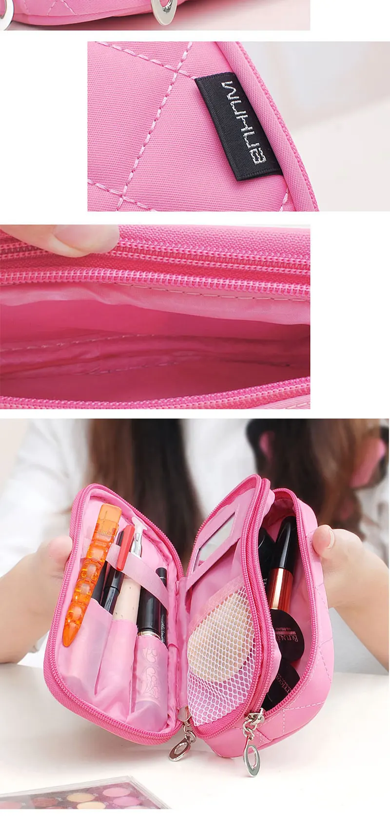 Новая мини женская косметика Водонепроницаемая нейлоновая сумка моющаяся сумка для хранения переносная сумка для макияжа труба многоцелевой Ромбический пенал