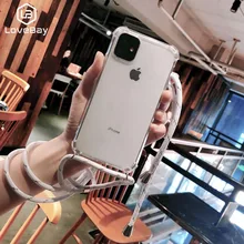 Ремешок шнур цепь лента ожерелье ремешок чехол для телефона для iPhone 11 7 8 Plus 11Pro X XR XS Max мягкая прозрачная задняя крышка оболочка для переноски