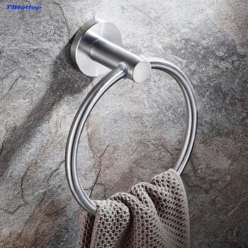 

Towel Ring Wall-mounted Brushed Stainless Steel Silver Towel Ring Towel Holder Bathroom Accessories Tlhottop