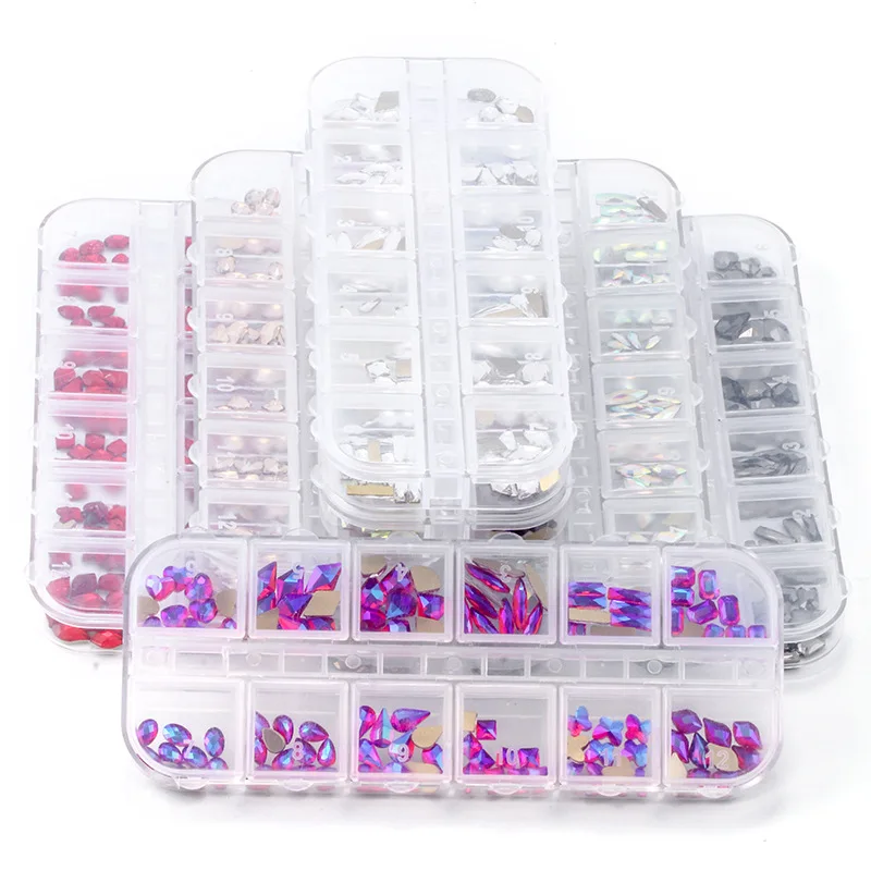

1 Set 120pcs Multi-shape Flat Back Multi-size Glass Crystal Rhinestone Nail Art Craft Crystal 3D Decor Flat Back Rhinestone