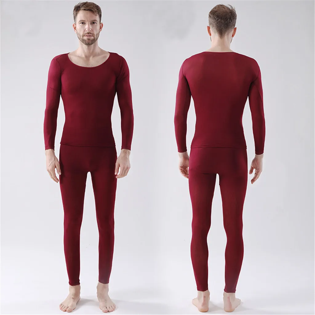 Бесшовное эластичное термо нижнее белье верх+ низ для мужчин camiseta interior termica legging homme E - Цвет: Красный