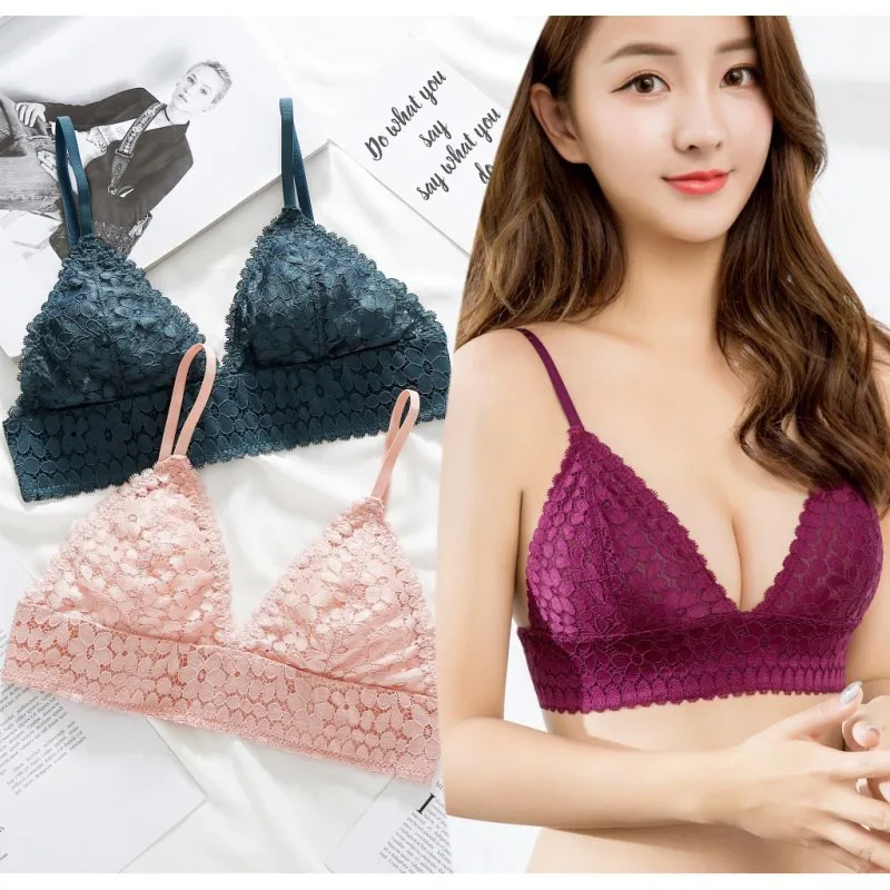 

Fashion Sexy Lace Ultra-Thin No Steel Ring Gathered Bra + Underwear Set