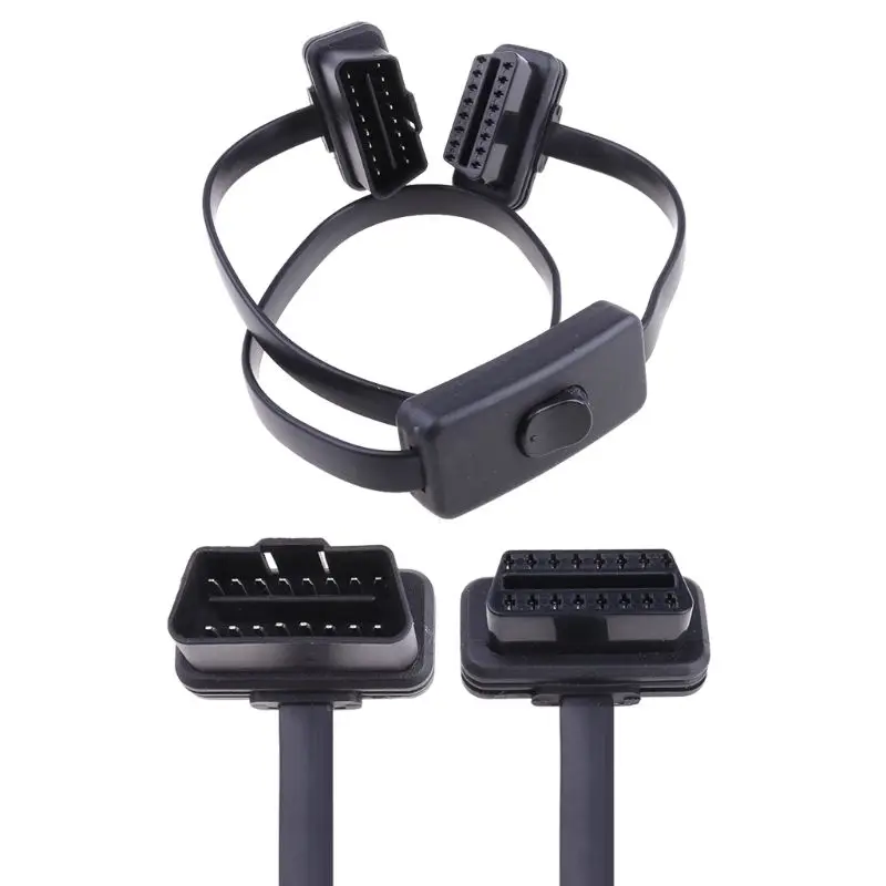 

16 Pin OBD2 OBDII Auto Car Extension Cable With Switch Type Adapter Connector