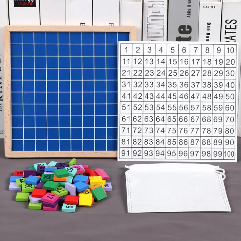 fivekim Wooden Montessori Hundred Board Math 1 To 100 Consecutive Numbers Counting Toy Arithmetic Toys