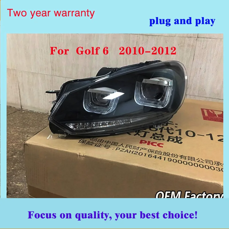 Автомобильный Стайлинг для VW Golf 6 2010-2012 для Mk6 фары R20 светодиодный фары DRL движущийся сигнал H7 D2H HID Bi Xenon