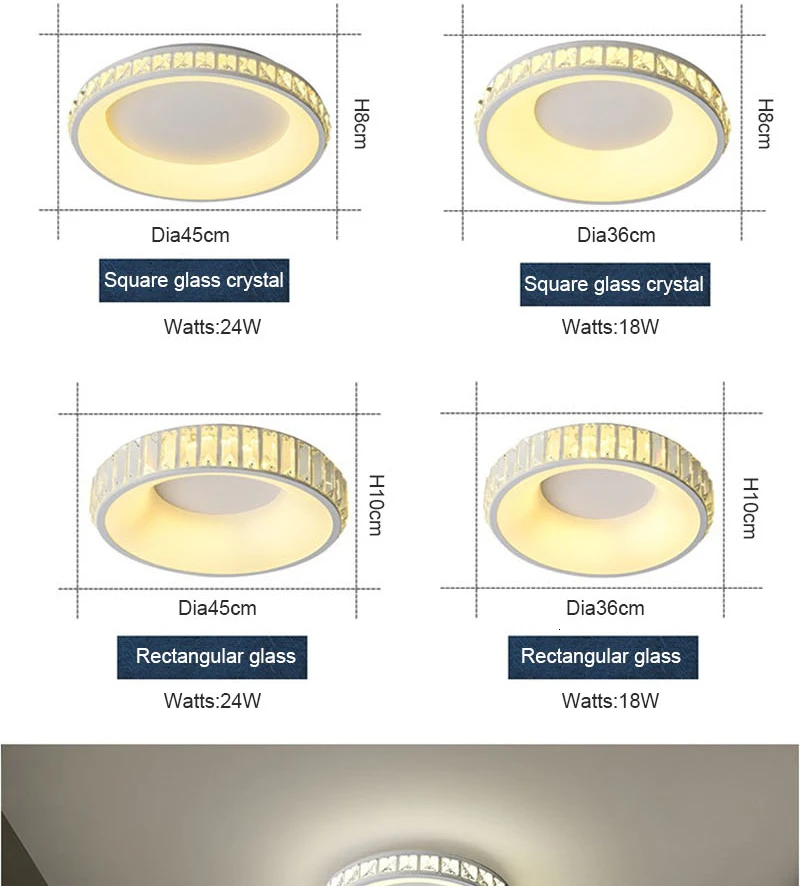 Современный светодиодный потолочный светильник с регулируемой яркостью, хрустальный светильник для спальни s для гостиной, кухни, декоративная круглая комнатная потолочная лампа