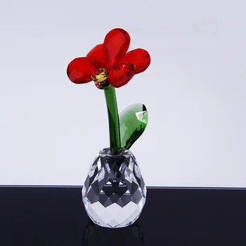 

7Colors Crystal Orchid Flower Figurine Glass Craft Home Table Decor Ornament Feng Shui Paperweight Wedding Valentine's Day Gift