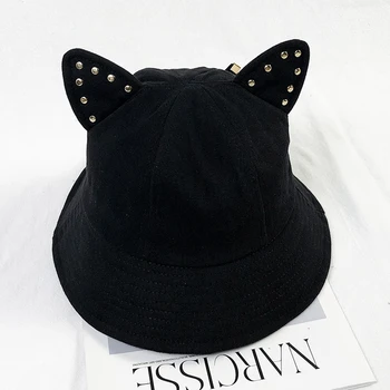 

Rivet cute cat ear fisherman hat female summer sunscreen sun hat fashion basin hat