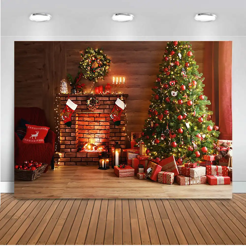 Fondo de fotografía Navidad decoración árbol Retro Vintage madera