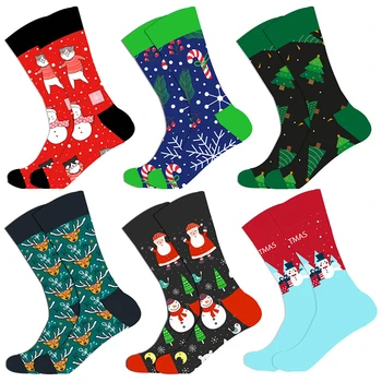 

1pairs Men's Socks Combed Cotton Soft Animal Funny Long Christmas Socks for Men Women Fashion Autumn Cartoon Cotton Socks