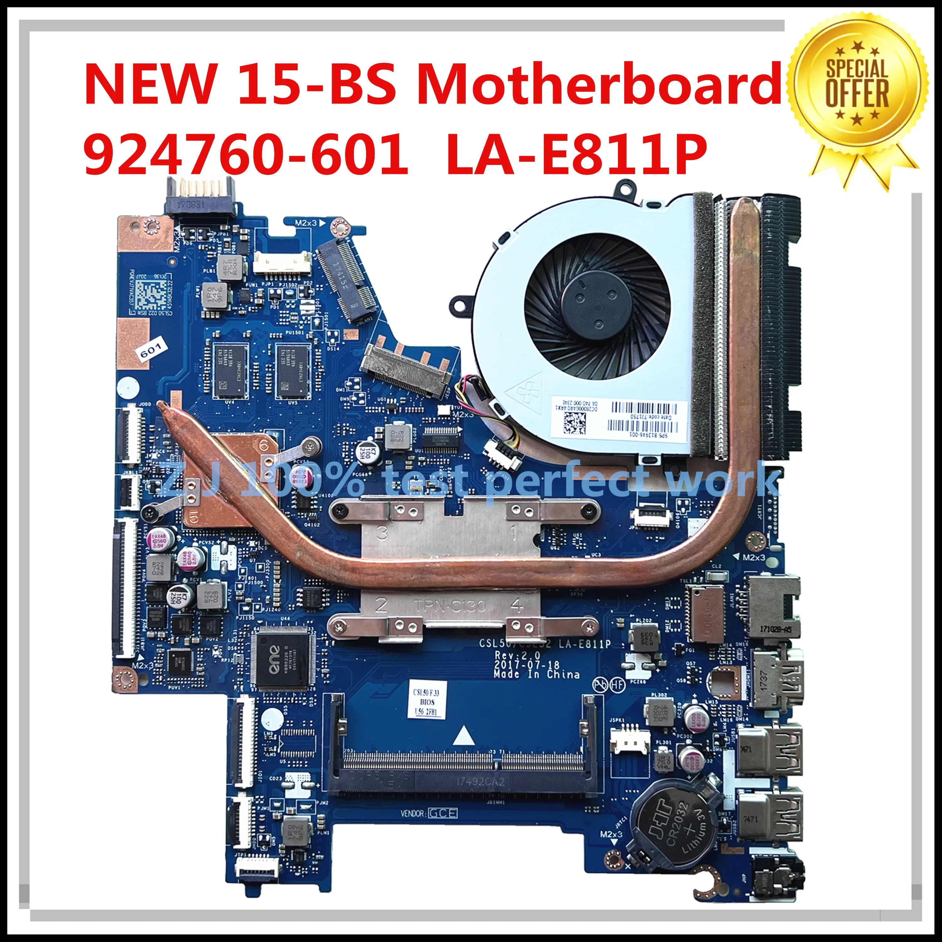 Материнская плата LSC для ноутбука HP 15-BS 924760-601 924760-001 CSL50/CSL52 LA-E811P N3710 CPU R5 M330 2 ГБ DDR3 MB