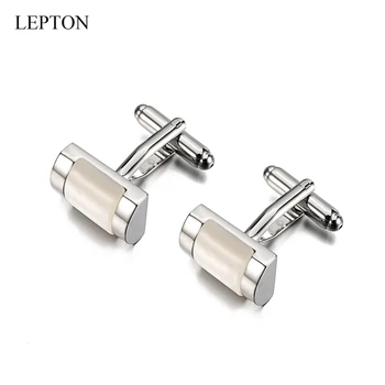 

Lepton Luxury Shell Cufflinks for Mens Shirt Cuffs buttons High Quality Square Pearly Shells Cufflinks Men Wedding Jewelry Gift