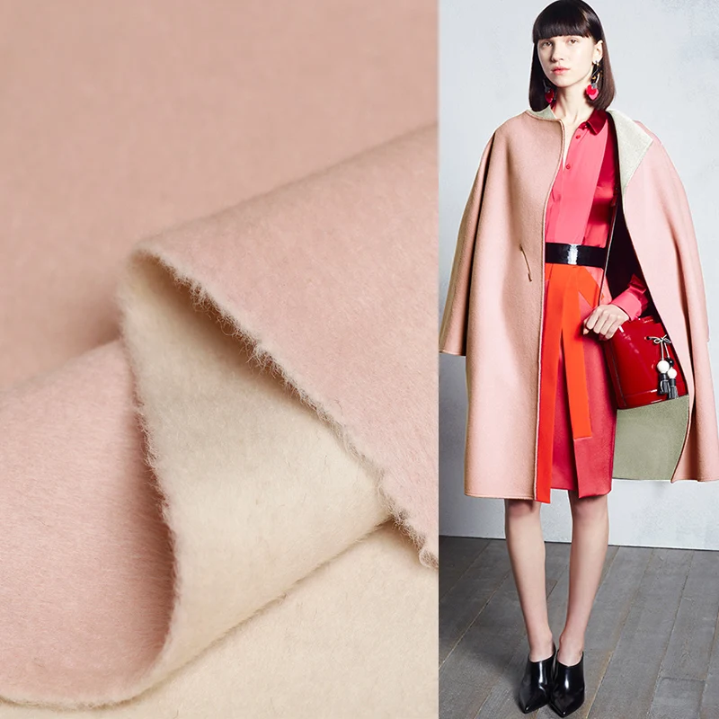 

The Cloth Light Pink Double-side 100%Australian Wool Fabrics Materials Textile Winter Women Overcoat Sewing Cloth Freeshipping