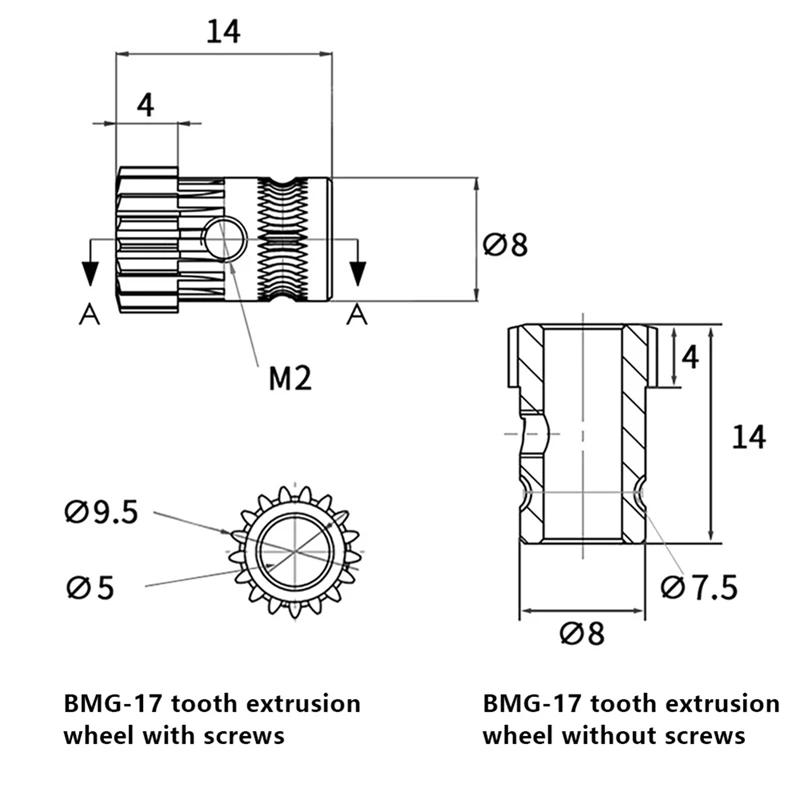 2Pcs BMG Extruder Gears MK8 Stainless Steel Double Extrusion Wheels Bowden Gear 3D Printer Part for CR10 Ender 3 3d printed brushless motor