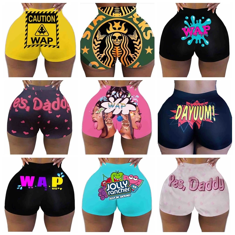 

Новые популярные женские шорты в европейском и американском стиле, облегающие шорты с принтом, повседневные женские шорты для спорта и фитнеса