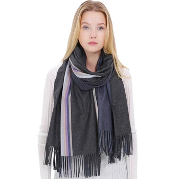 

SH012 Thick Warm Winter Scarf Ladies Fashion Striped Wool Scarf Female Pashmina Women Shawls Wraps Tassels Long Scarf for Women