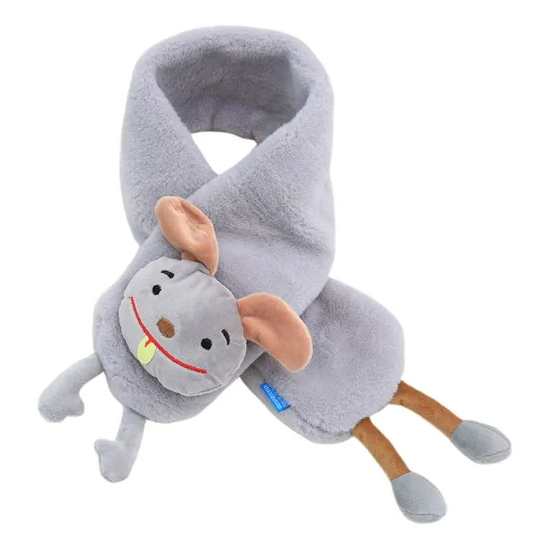 7 Kid Baby Winter Warm Plush Cross Collar Scarf Cartoon 3D Animal Doll Neckerchief - Цвет: 7