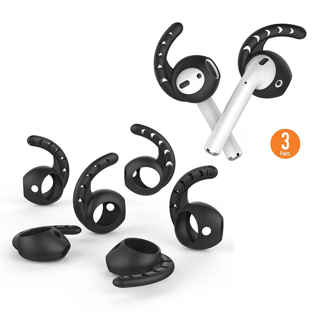 3 pair black Boxed Для Air Pods силиконовые аксессуары для AirPods gear Iconx для Airpod ушные крючки наконечники наушники для Apple AirPods чехол earpods чехол - Цвет: 3 pair black Boxed