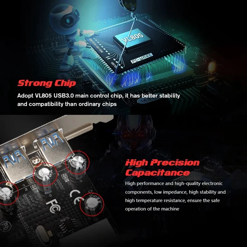 PCI-E до 4 портов USB3.0 карта расширения PCI Express до USB3.0 карта адаптера с большим 4-контактным интерфейсом питания для настольного ПК