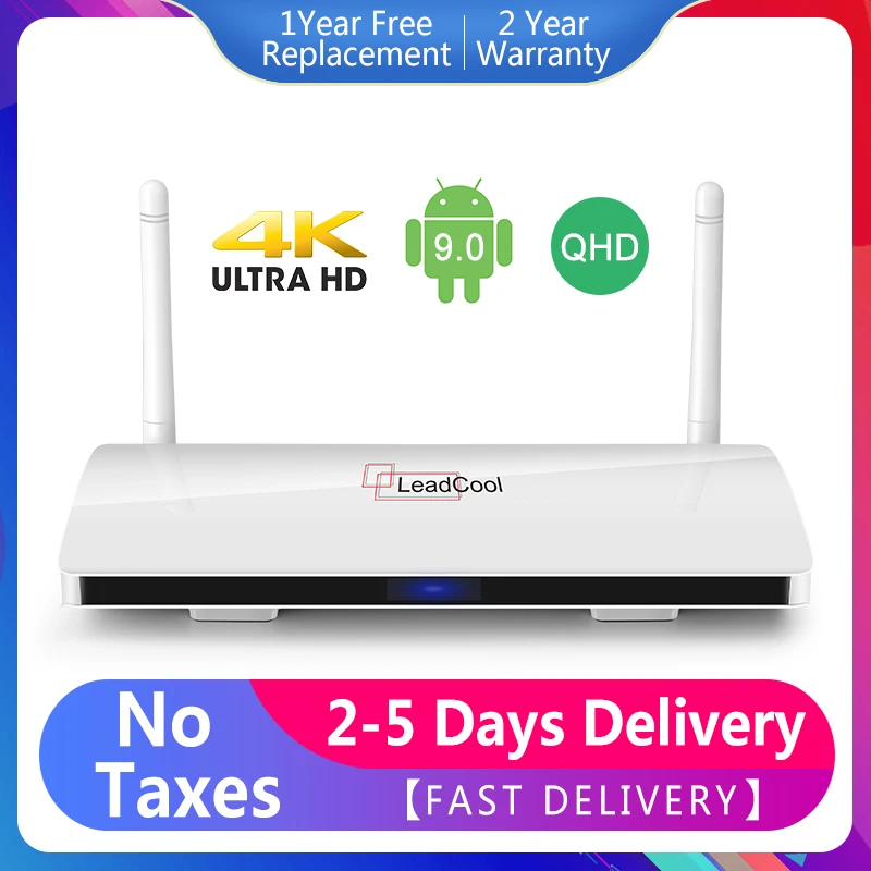 

Leadcool Android TV Box 9.0 Smart TV 1G8G/ 2G16G Android 9.0 Support 3D 4K H.265 QHD FHD TV No App Included Leadcool TV Box