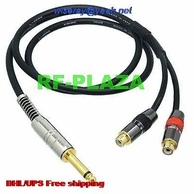 

DHL/EMS 20 pcs 6.35mm 1/4 plug TS mono to 2-RCA jack Y Splitter cable audio Canare L-4E6S 3~12M with one year warranty-A2