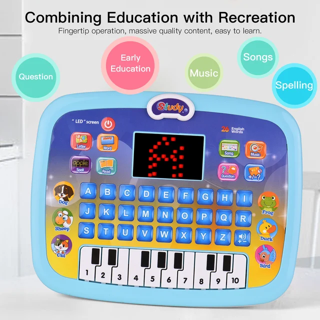 Early Educational Toy Learning Tablet Toddler Computer Toy with LED Screen Display 8 Learning Modes Birthday gifts for Kids 2