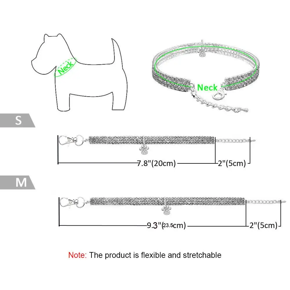 Pet Crystal Necklace Cat Puppy Rhinestone Collar Elastic Footprint Necklace Suitable For Small And Medium Dogs And Cat Rabbit