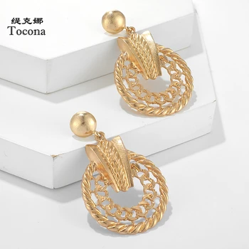 

Tocona Charm Gold Geoemtric Drop Earrings for Women 2020 Punk Metal Hollow Dangle Earrings Party Jewelry Accessories 9990