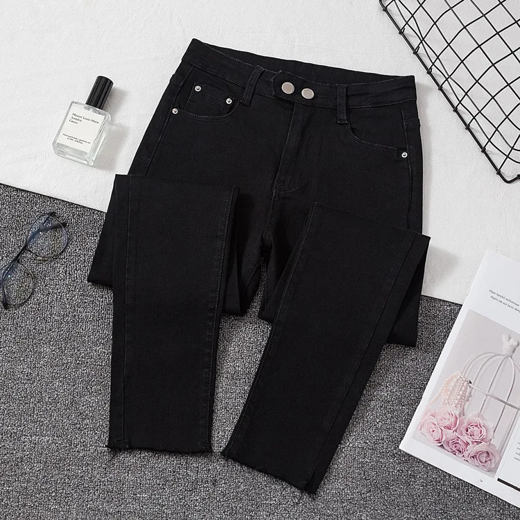 Jeans Women Spring Black Gray Plus Size High Waist Slim Stretch denim Pencil Capri Pants Feminino Jeans Women Spring Black Gray Plus Size High Waist Slim Stretch denim Pencil Capri Pants Feminino